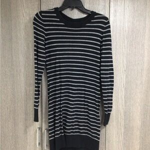 French Connection Black and Gray Striped Sweater